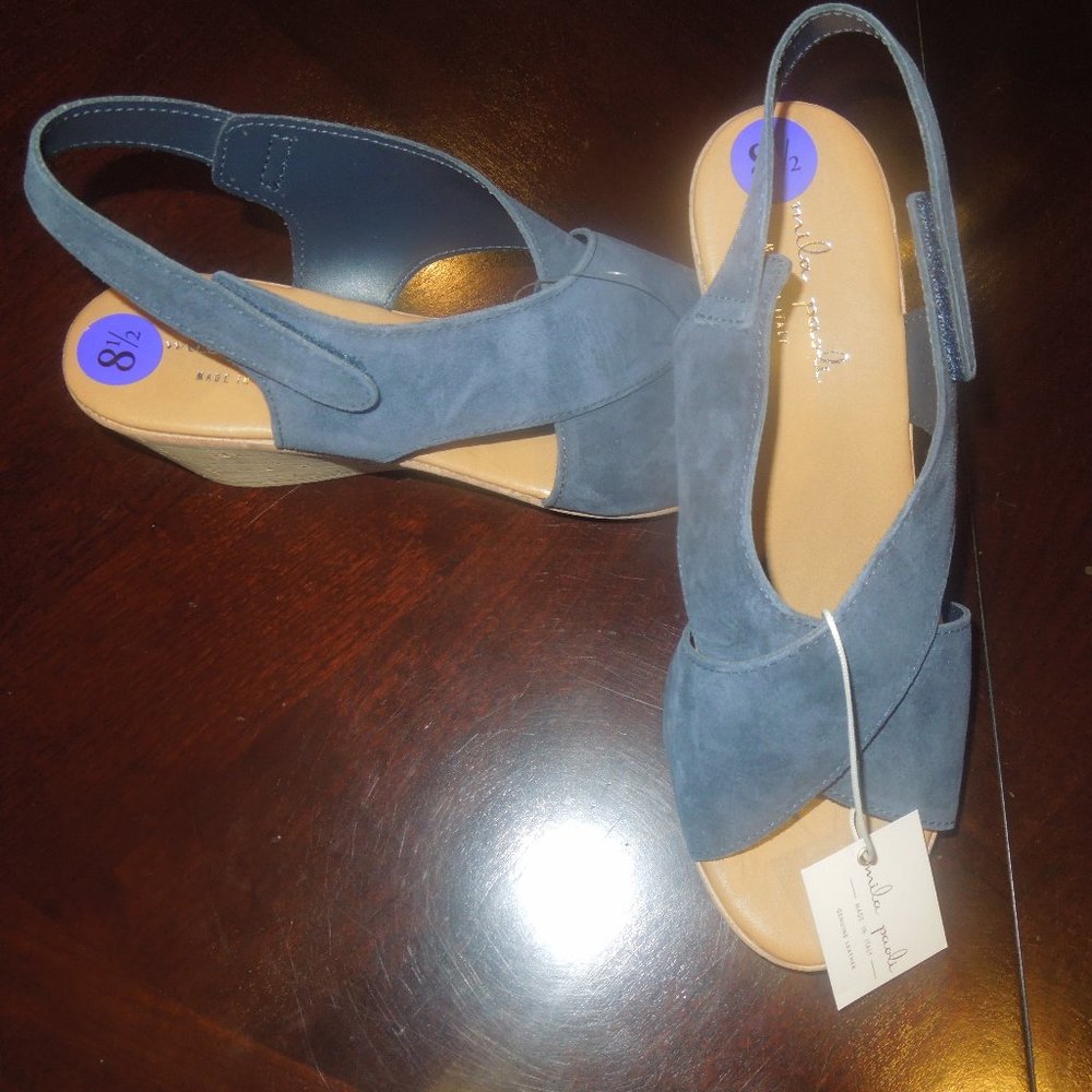 Mila Paoli Italian Leather Wedge Sandal